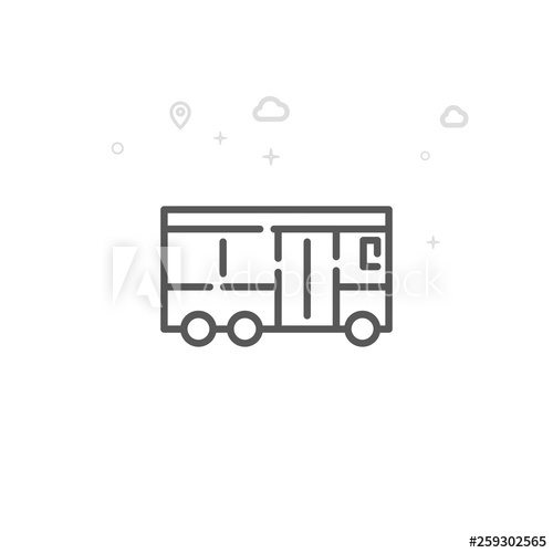 500x500 Shuttle Bus Vector Line Icon, Symbol, Pictogram, Sign Light