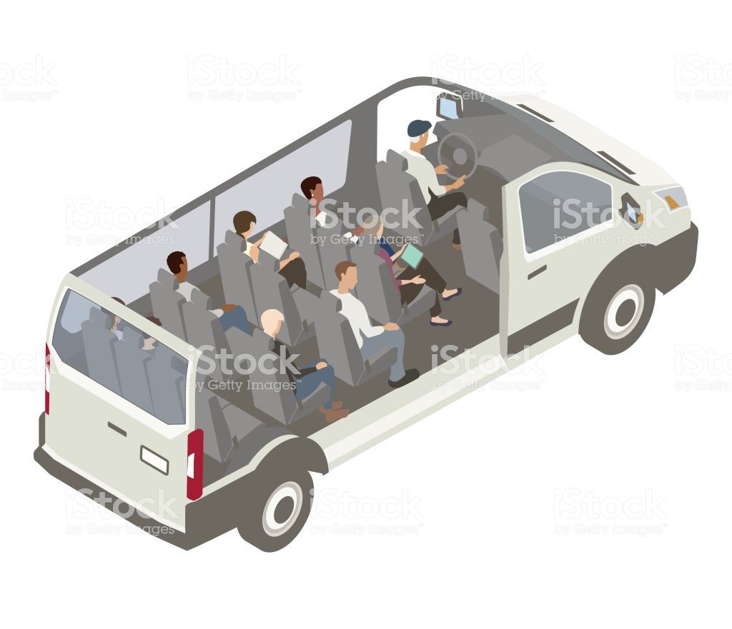 1024x881 Isometric Cutaway Illustration Of A Shuttle Bus With A Driver