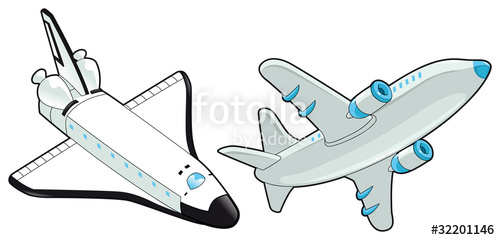500x240 Airplane And Shuttle Vector Isolated Object Stock Image