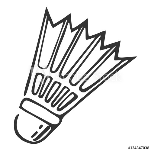 500x500 Hand Drawn Nylon Shuttlecock, Vector Illustration