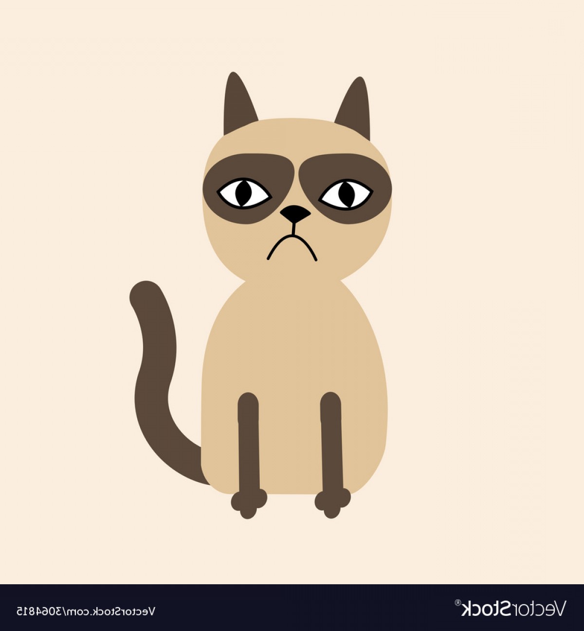 1200x1296 Cute Sad Grumpy Siamese Cat In Flat Design Style Vector Soidergi