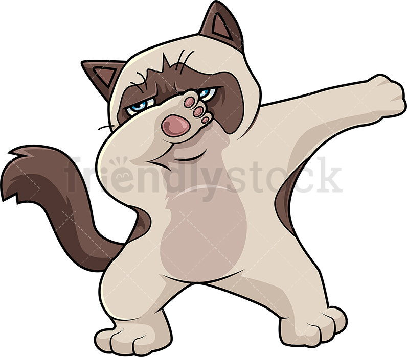 796x699 Dabbing Siamese Cat Cartoon Clipart Vector
