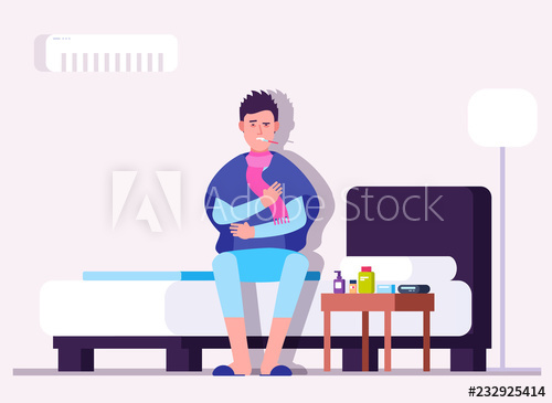 500x365 Man Having Cold Or Flu Winter Illness, Sick Person, Patient
