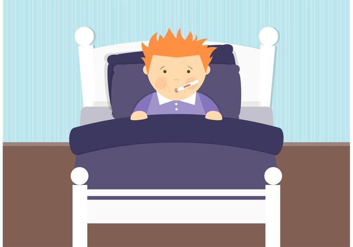 700x490 Sick Boy In Bed Vector