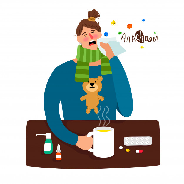 626x626 Cartoon Sick Girl With Fever Vector Premium Download