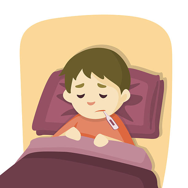 612x612 Clipart Of Sick Child In Bed