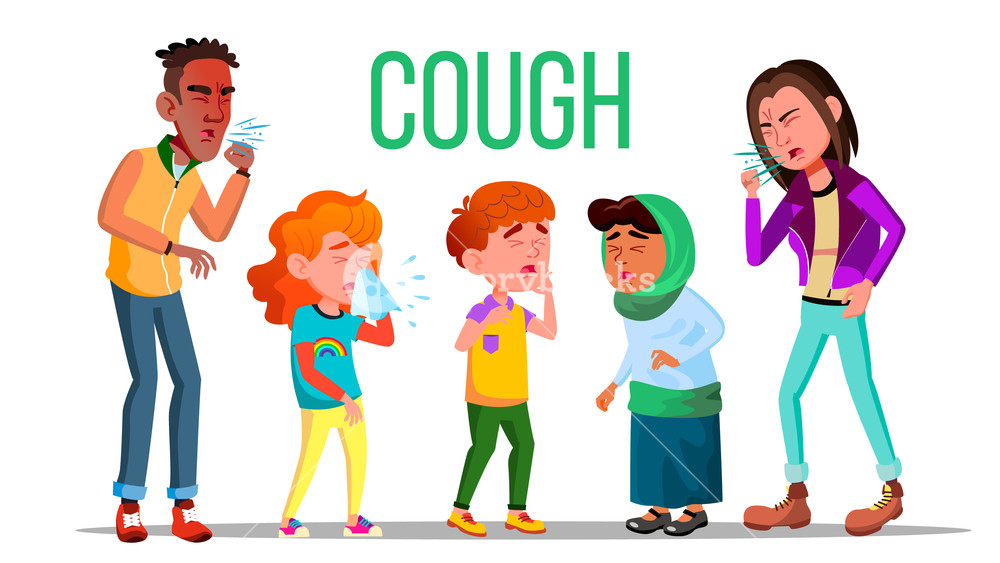 1000x563 Cough People Vector Coughing Concept Sick Child, Teen Sneeze