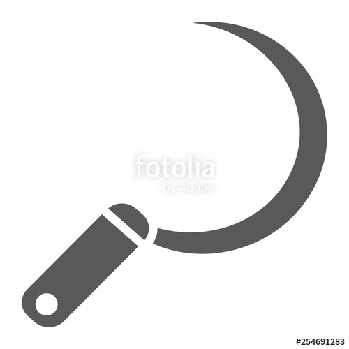 500x500 Sickle Glyph Icon, Tool And Agriculture, Blade Sign, Vector