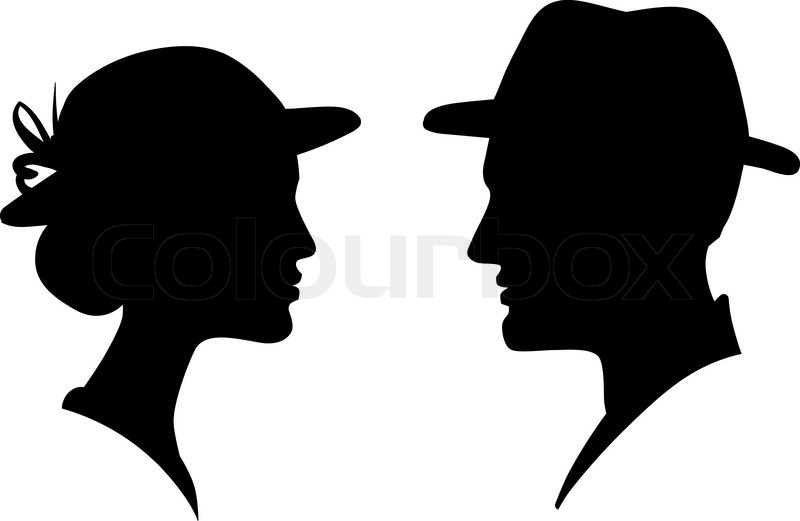 800x521 Man And Woman Face Profile Silhouette, Stock Vector Colourbox