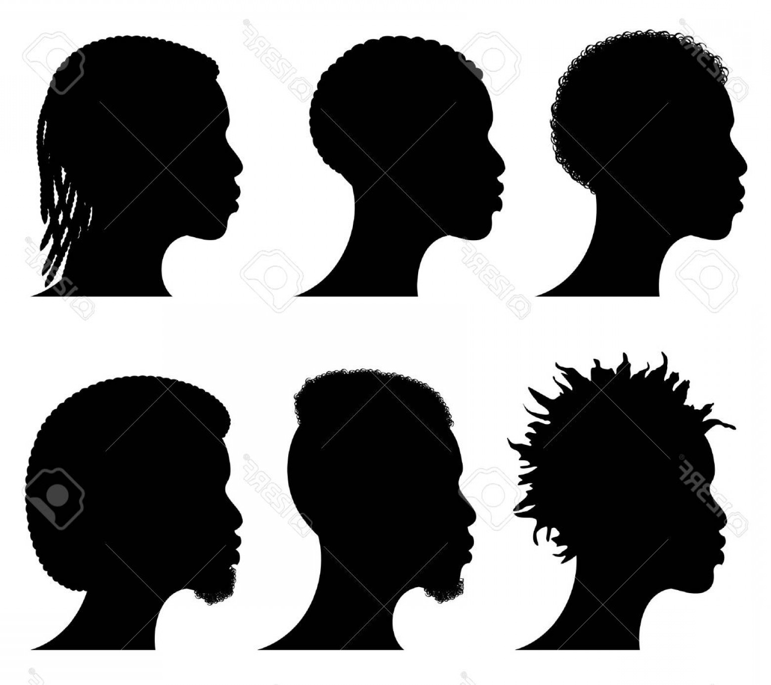 1560x1386 Photostock Vector Afro American Young Men Face Silhouettes African