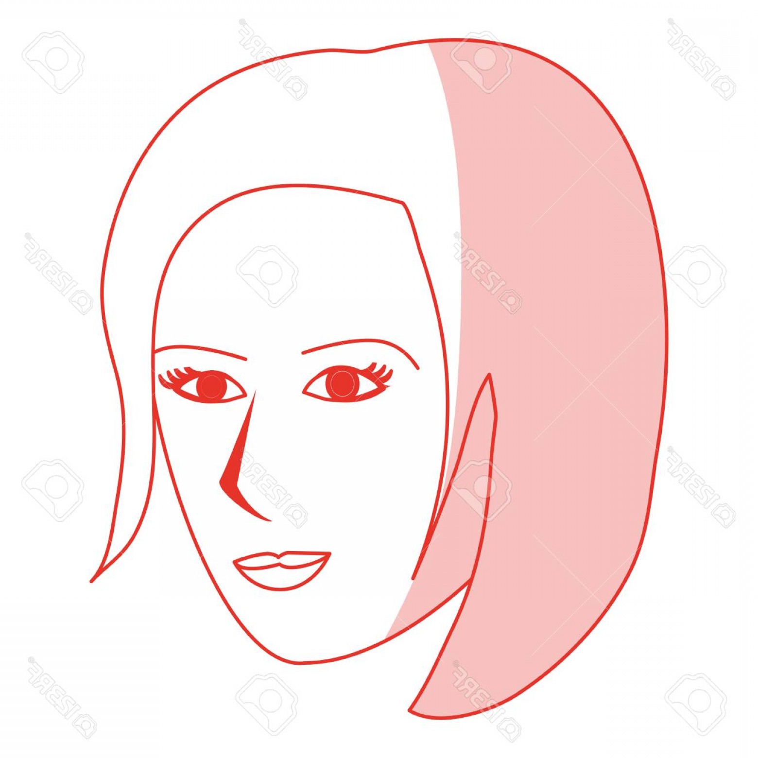 1560x1560 Photostock Vector Red Silhouette Shading Cartoon Side Profile Face
