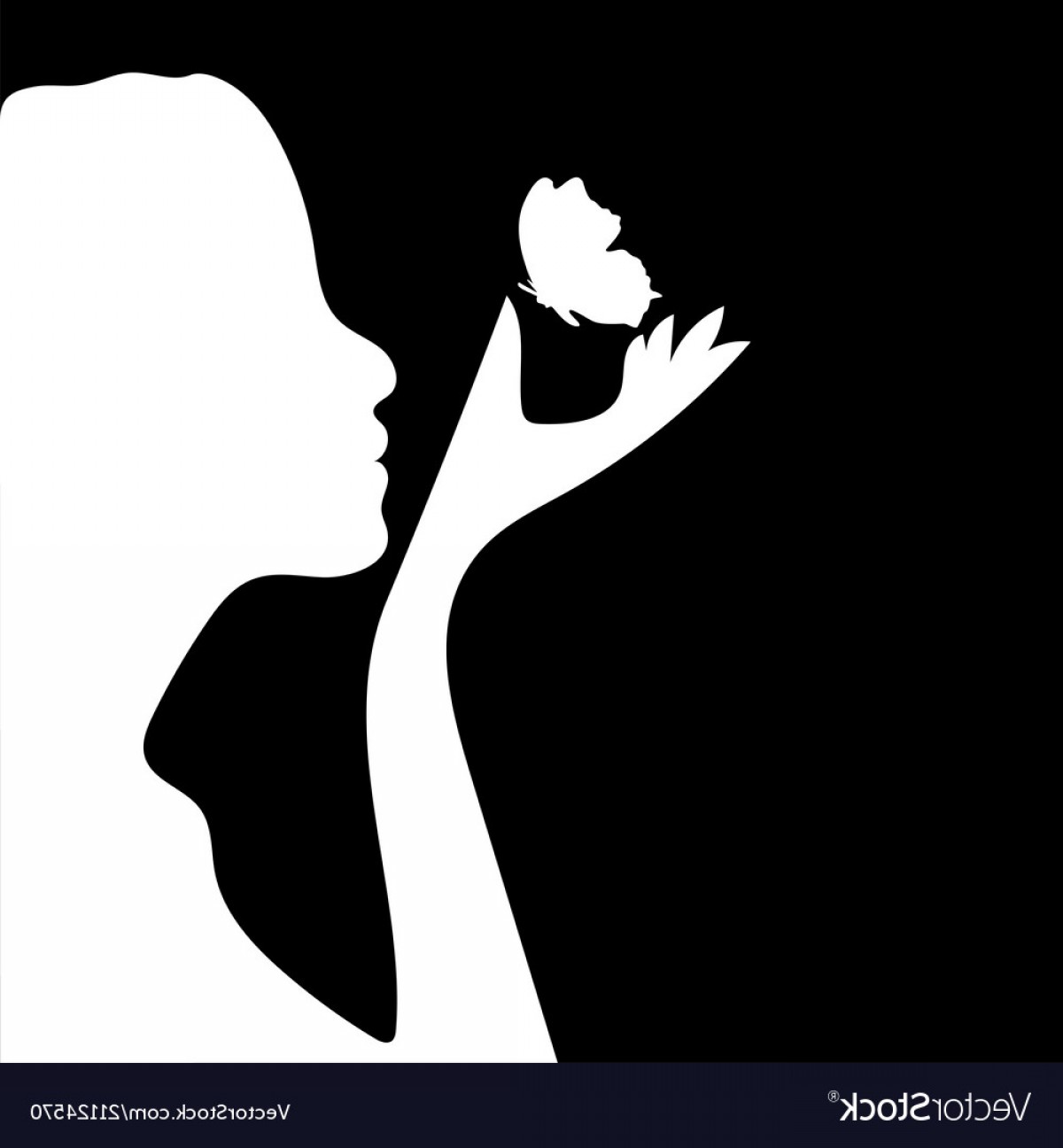 1200x1296 Silhouette Of A Beauty Girl With Butterfly Vector Hoodamathrun