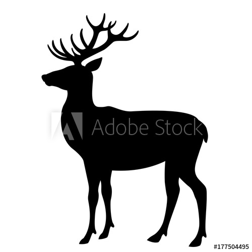 500x500 Deer Vector Illustration Flat Style Black Silhouette Profile Side