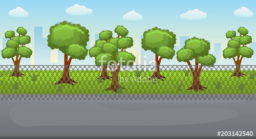 500x272 Illustration Of A Park In A City Urban Green Alley Sunny Day