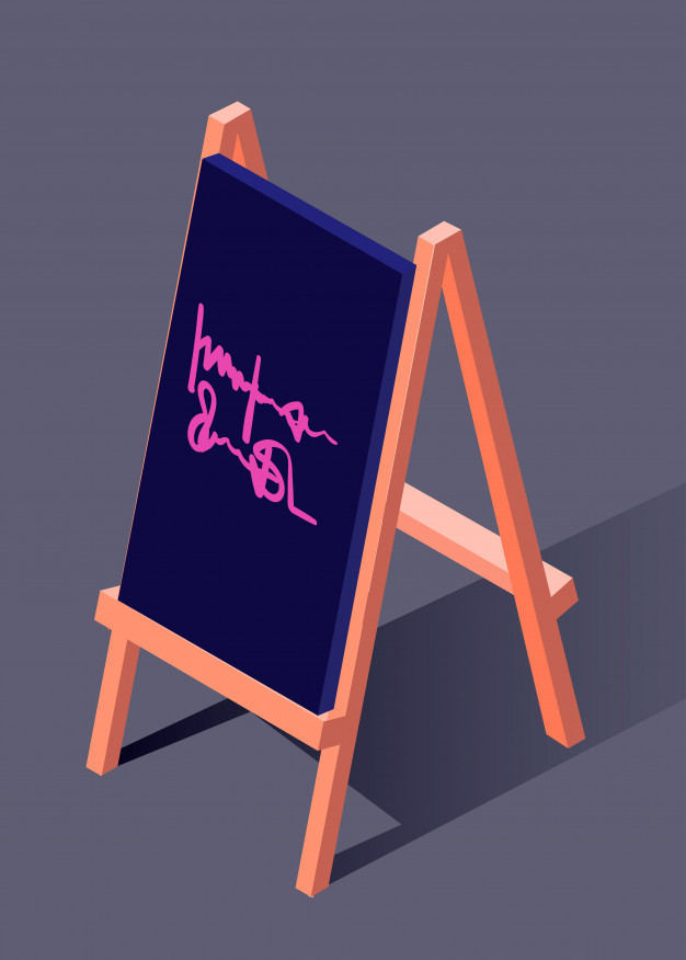 626x876 Sidewalk Sign Isometric Vector Art Illustration Urban Modern