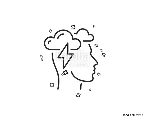 500x405 Mindfulness Line Icon Psychology Sign Cloud Storm Symbol