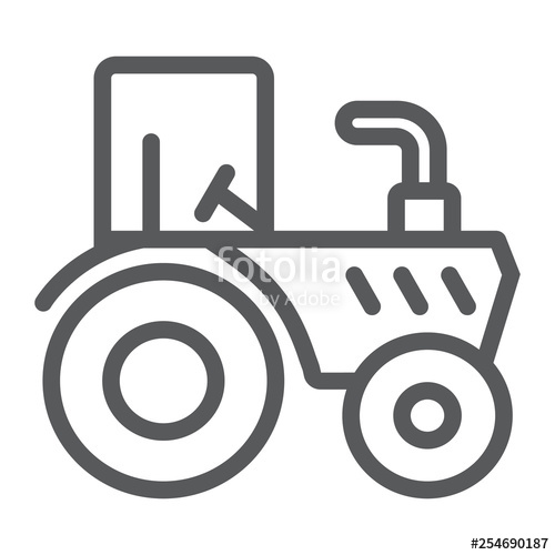 500x500 Tractor Line Icon, Agriculture And Farm, Vehicle Sign, Vector