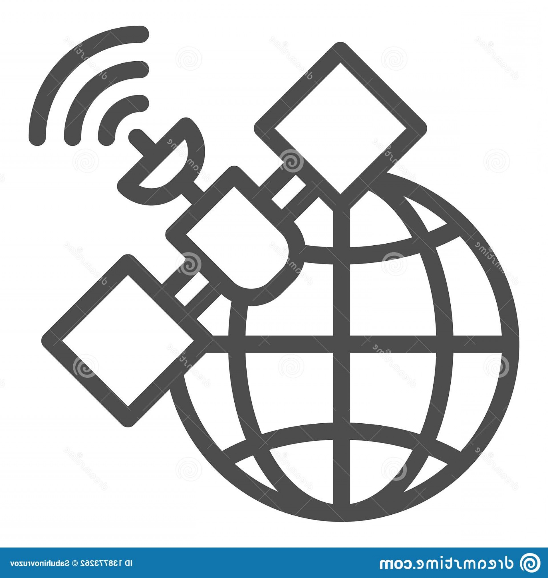 1920x2026 Gps Satellite Line Icon Global Signal Vector Illustration Isolated