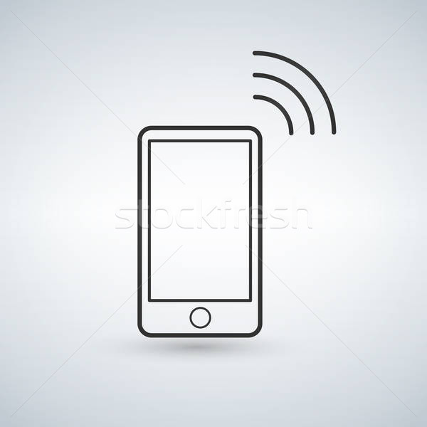 600x600 Smartphone Outline Icon With Wifi Signal Vector Design Template