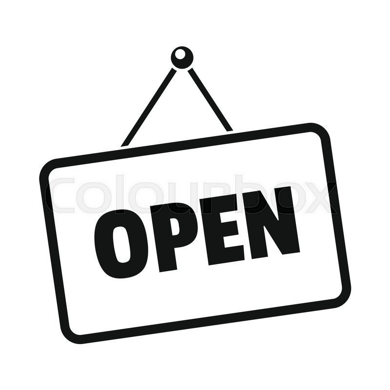 800x800 Signboard Open Black Simple Silhouette Stock Vector Colourbox