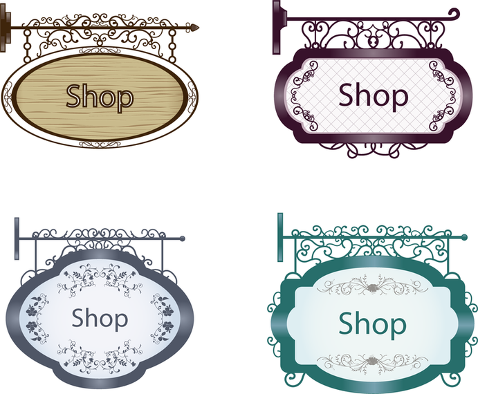 691x570 Vintage Signboard Vector Set