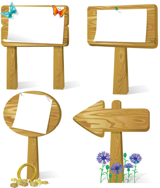 510x600 Different Wooden Signboard Vector Graphic Set Free Vector
