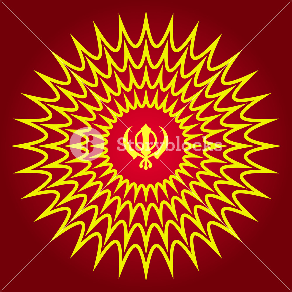 1000x1000 Retro Sikhism Symbol Magical Background Vector Illustration