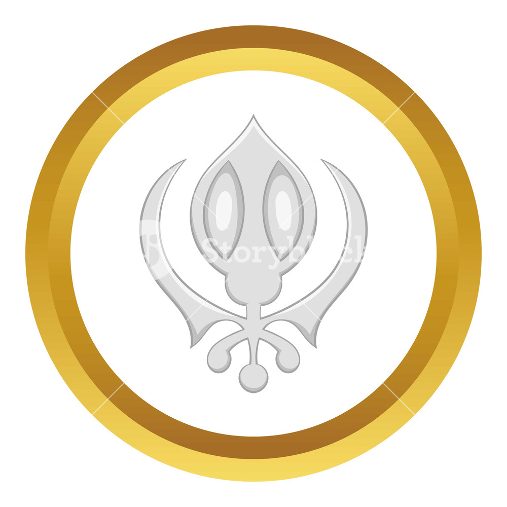 1000x1000 Sikhism Symbol Vector Icon In Golden Circle, Cartoon Style