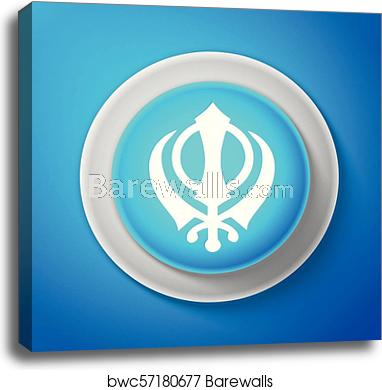 382x390 White Sikhism Religion Khanda Symbol Icon Isolated On Blue