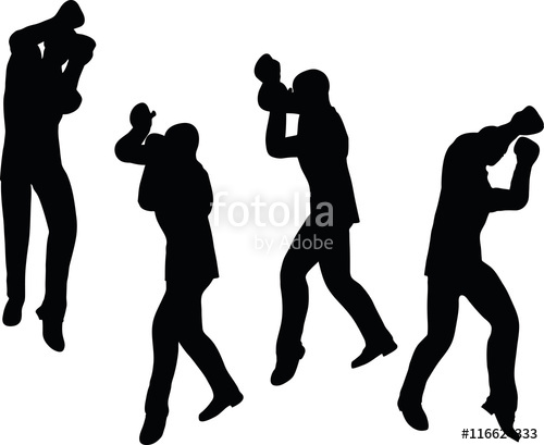 500x409 Boxer Businessman Vector Silhouette Stock Image And Royalty Free