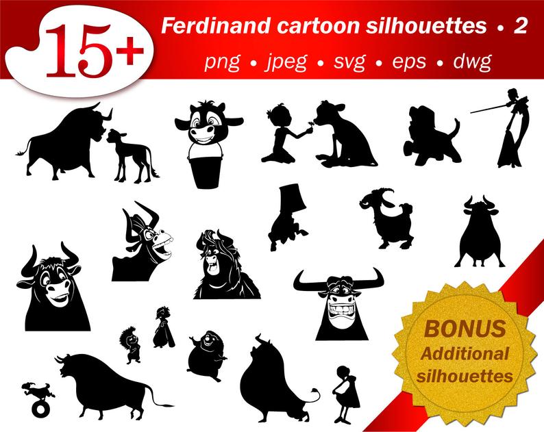 794x631 Ferdinand Bull Silhouette Laser Cutting Vector Etsy