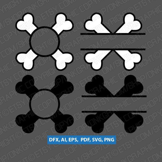 570x571 Vector Silhouette Cross Bones Crossbones Split Monogram Frame