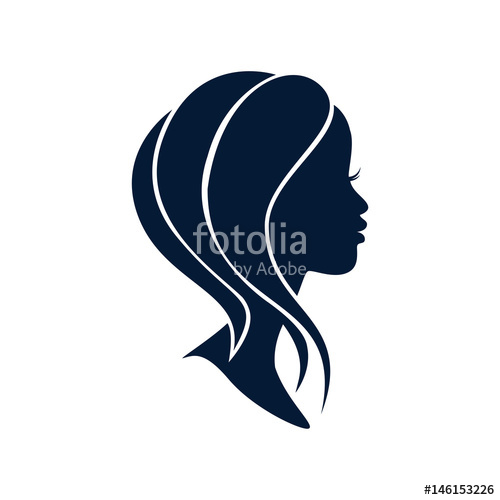 500x500 Beautiful Silhouette Cameo Of A Young Woman's Profile Vector Logo