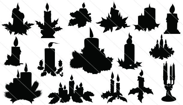 610x350 Christmas Candle Vector Graphics Silhouette Clip Art