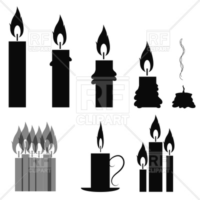 400x400 Set Of Burning Retro Candles Vector Image Of Objects