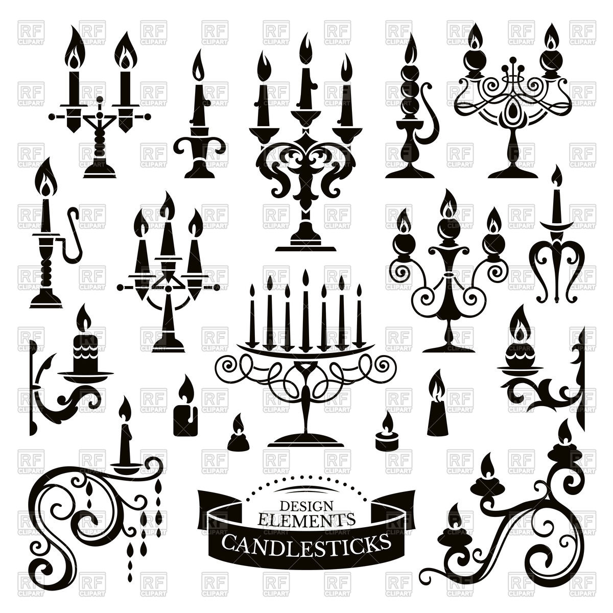 1200x1200 Silhouettes Of Candlesticks And Candles Vector Image Of Objects