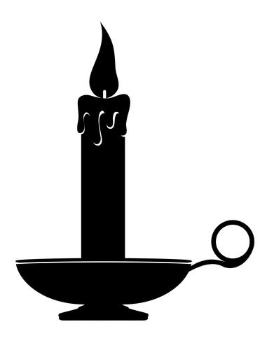 381x490 Candle With Candlestick Old Retro Vintage Icon Stock Vector