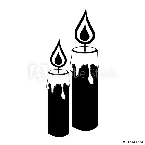 500x500 Monochrome Silhouette With Pair Of Candles Vector Illustration