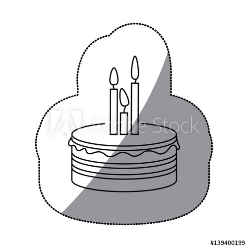 500x500 Sticker Silhouette Birthday Cake With Candles Vector Illustration