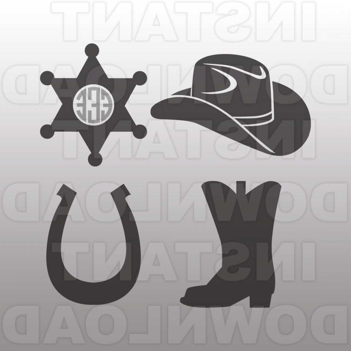 1200x1200 Horseshoe With Bow Monogram Silhouette Clipart Soidergi