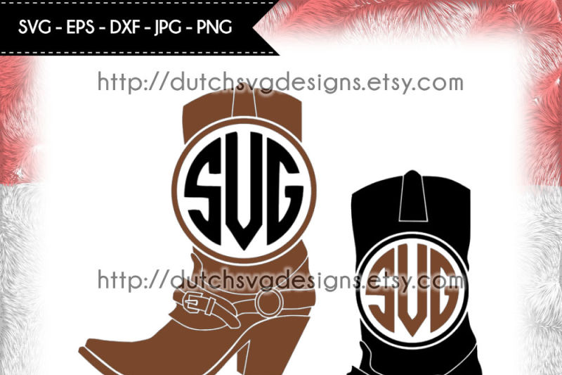 800x533 Monogram Boots Cutting Files, Png Dxf, Cricut