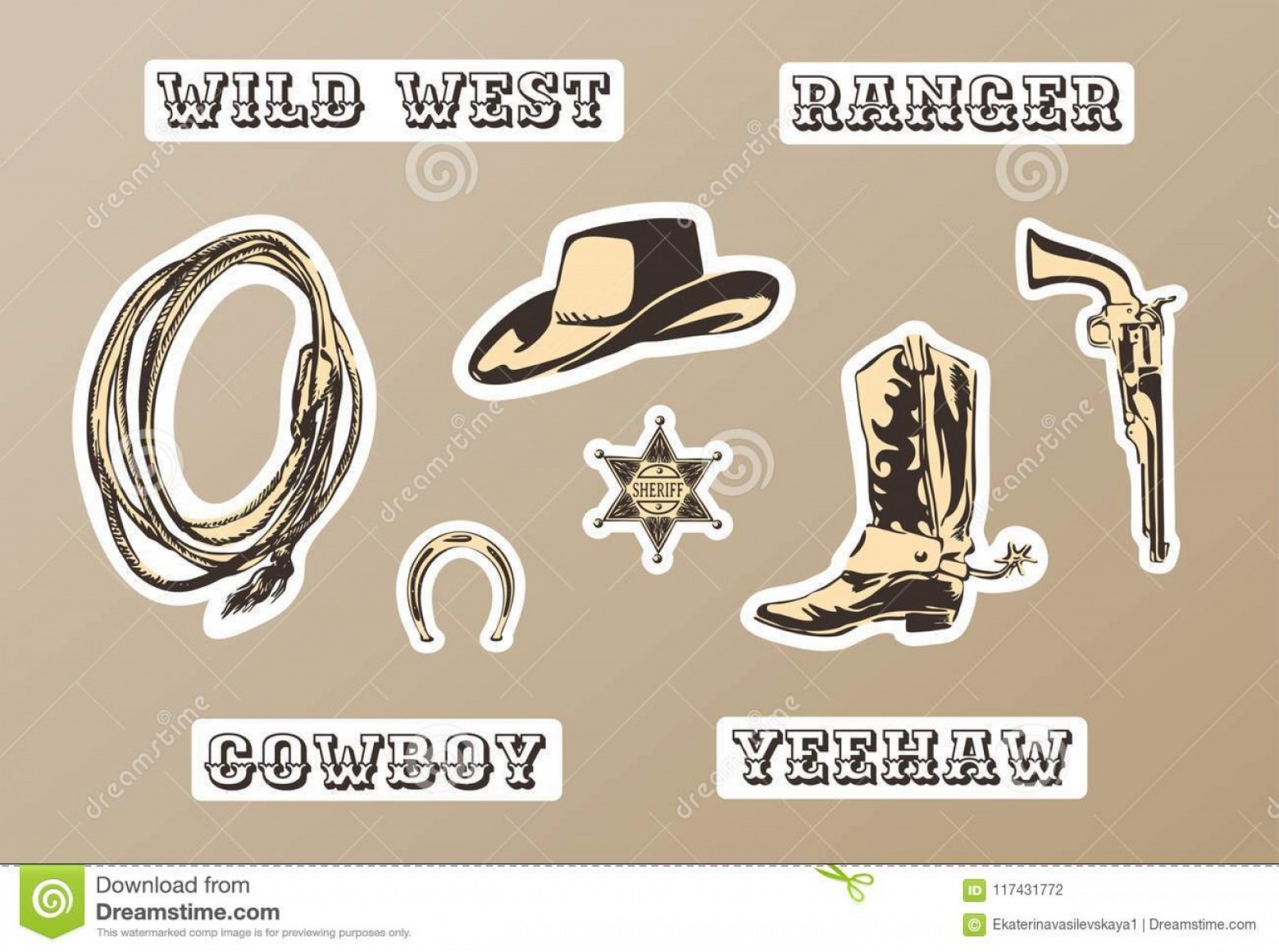 1872x1393 Wild West Vector Sticker Set Hand Drawn Silhouette Horseshoe