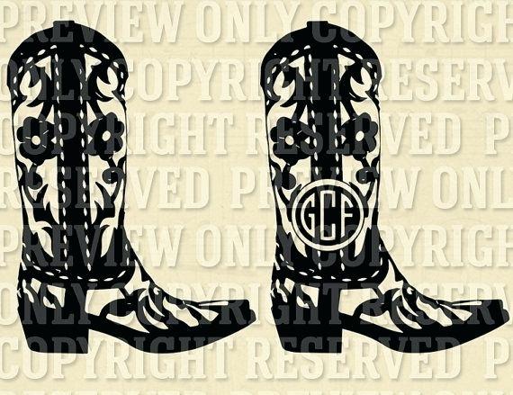 570x439 Cowgirl Boots Flowers Vector
