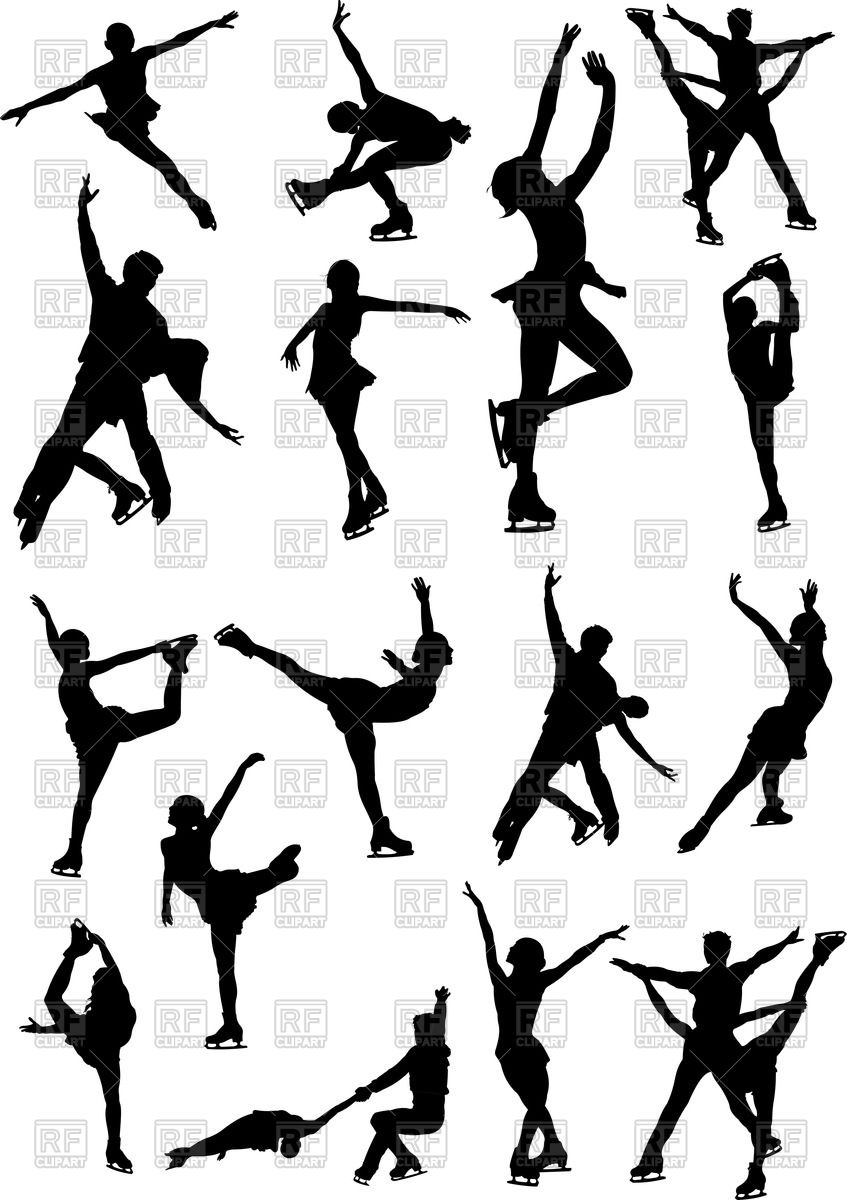 Set Silhouettes Of Women And Couples Figure Skating Vector Image 847x1200 Set Silhouettes Of Women And Couples Figure Skating Vector Image