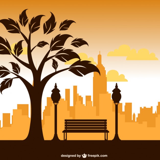626x626 City Park Silhouette Vector Free Download
