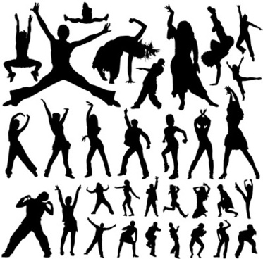 373x368 Dancing Silhouette Free Vector Download