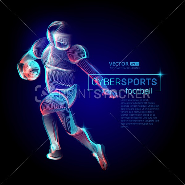 600x600 Abstract American Football Or Rugby Player Male Figure In Running
