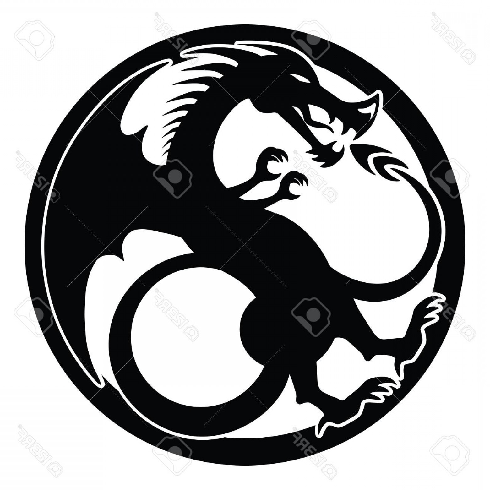 1560x1560 Photostock Vector Dragon Silhouette Black Isolated On White