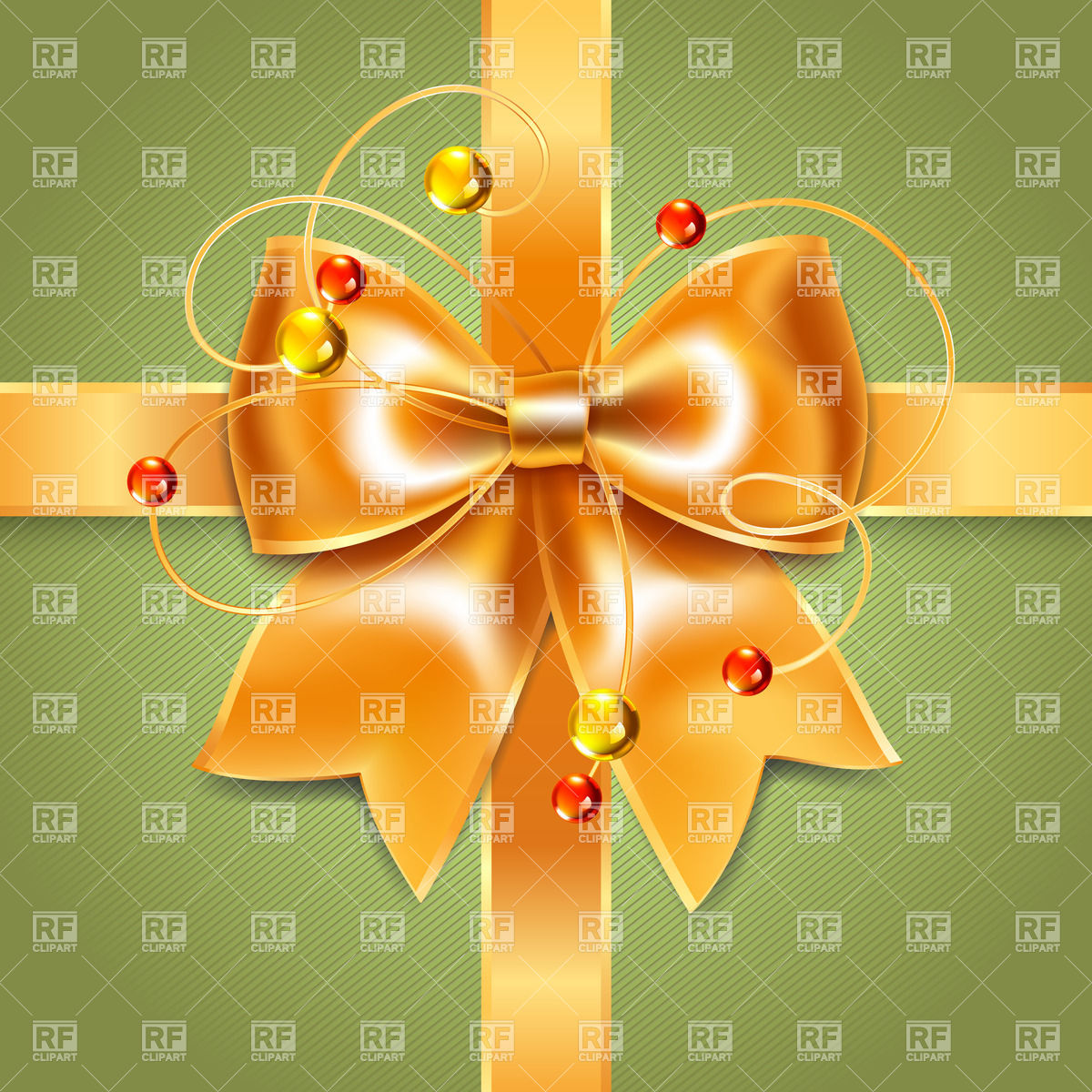 1200x1200 Golden Silk Ribbon And Bow On Green Textured Background Vector