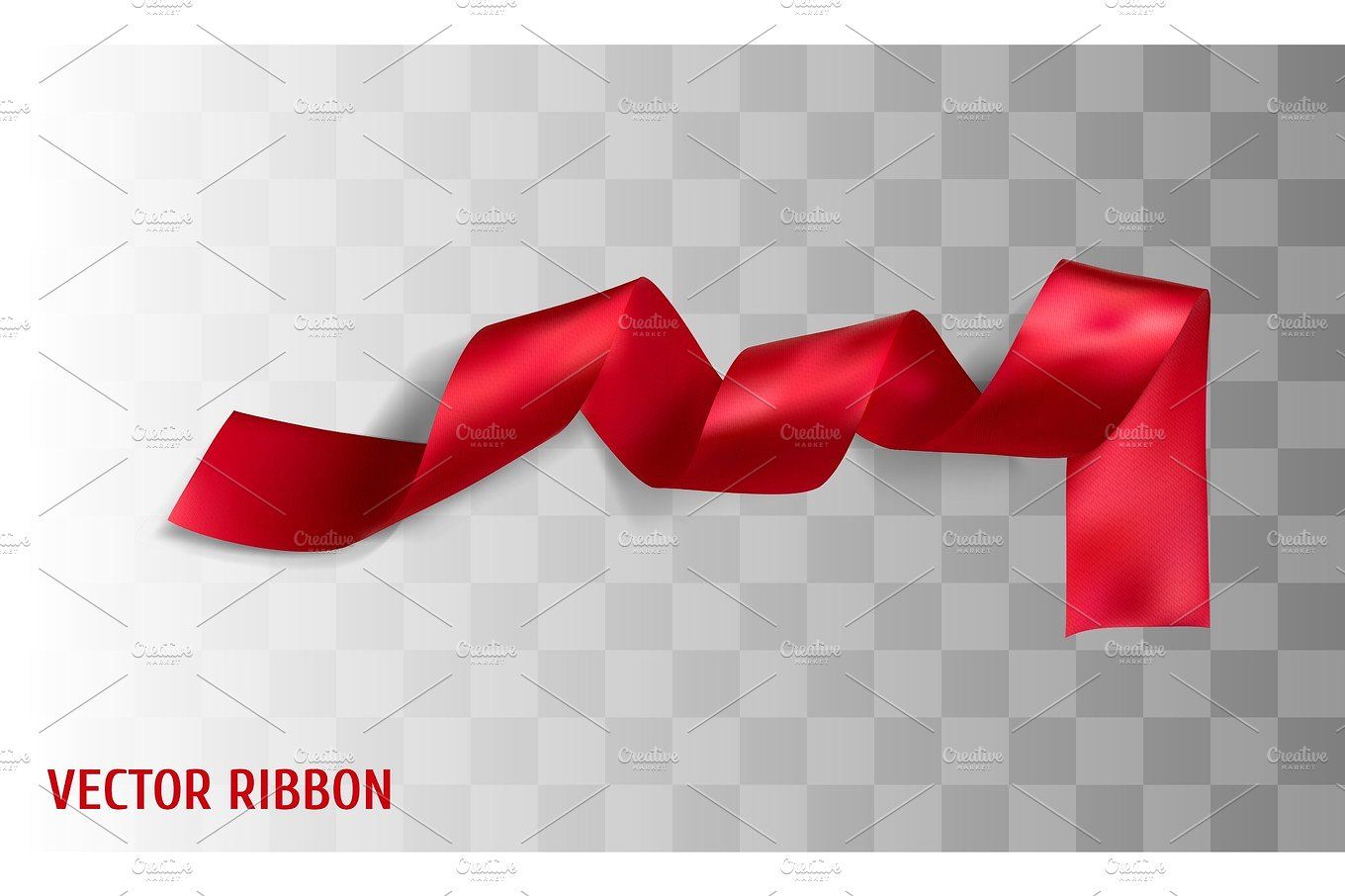1360x906 Red Realistic Silk Vector Ribbon